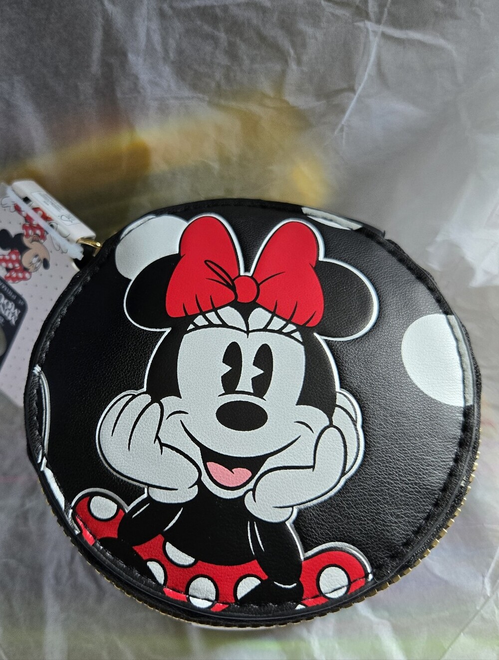Disney Minnie Mouse Round Mini Zippered Case - Black & Red